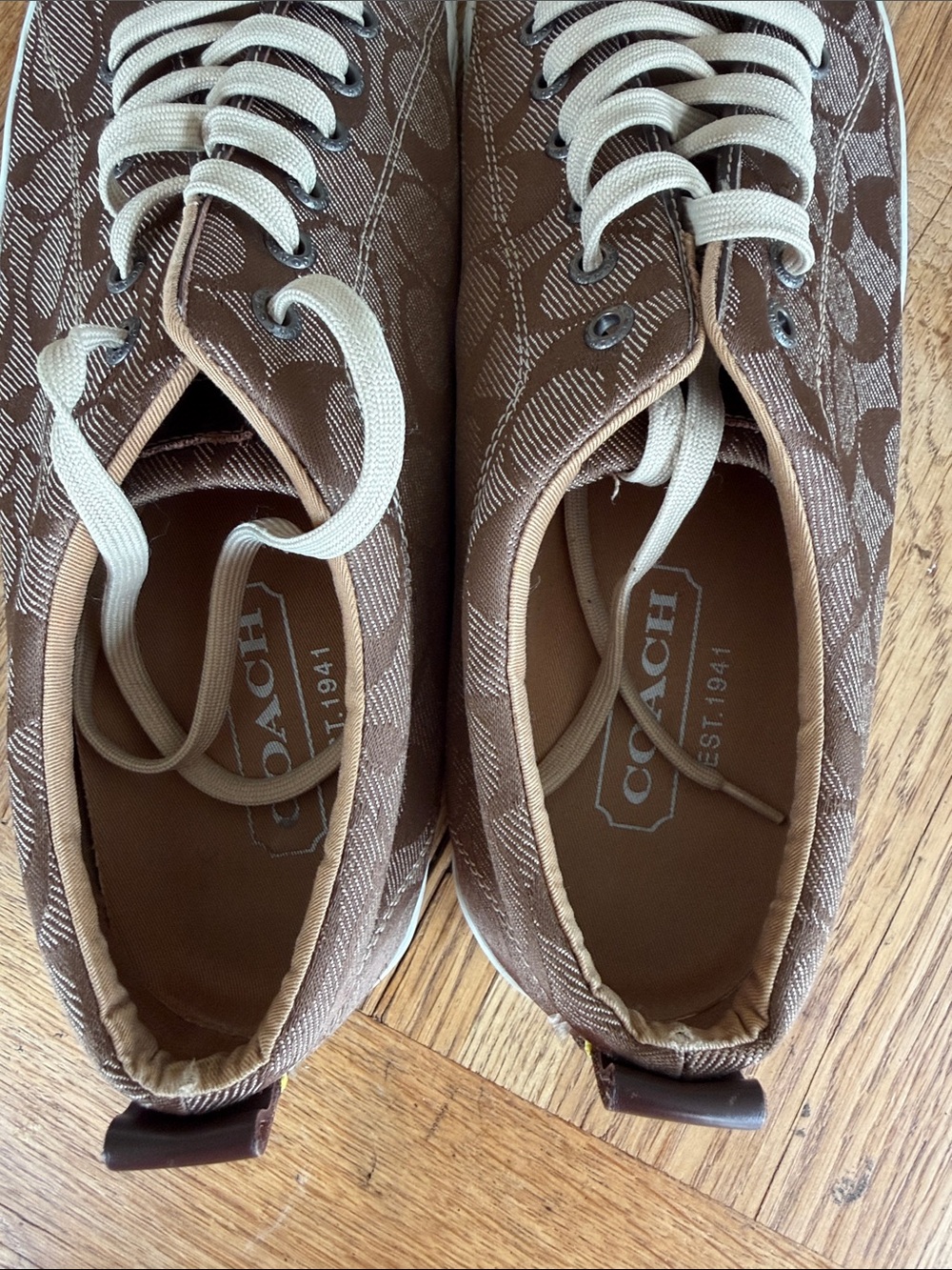 Coach Brown Signature Pattern Canvas Sneakers 13D - Picture 3 of 7